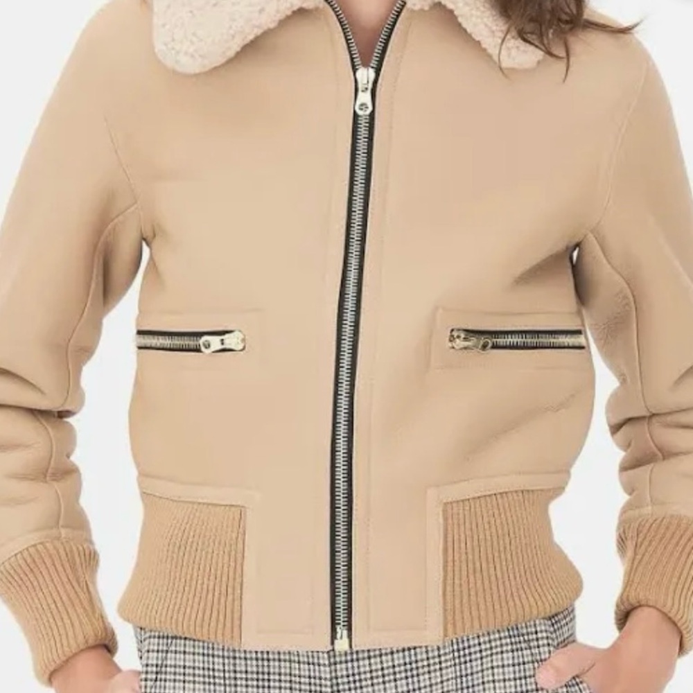 Sandro Beige Shearling Jacket